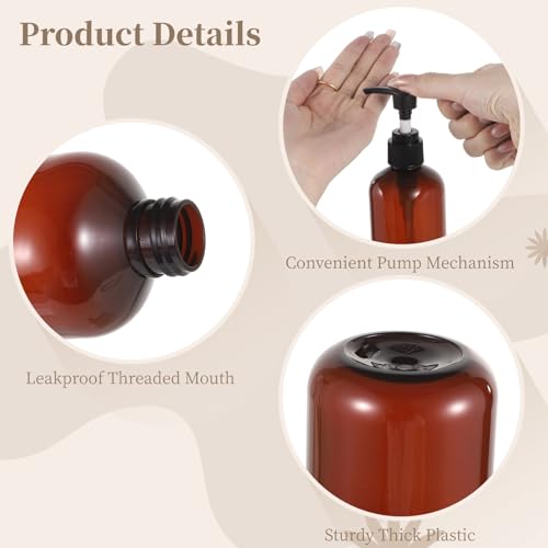30 PCS Amber Empty Lotion Bottles with Pump - 8 oz/250ml Refillable Plastic Pump Bottles Hand Dish Dispenser Portable Travel Lotion Container for Shampoo, Conditioner, Cream, Liquid
