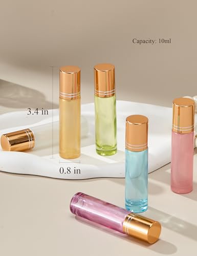6Pcs 10ml Roller Ball Bottles for Essential Oils, Refillable