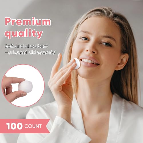 Icotle 100% Pure Cotton Balls, Jumbo Size, 100 Count