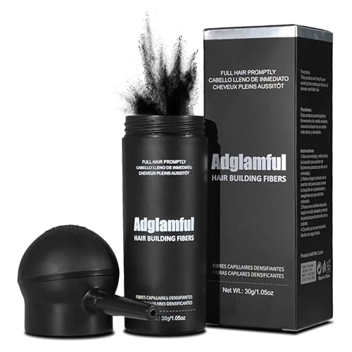 Adglamful Hair Fibers Spray for Thinning Hair - Black, 1.05 oz / 30g, Long-Lasting & Undetectable