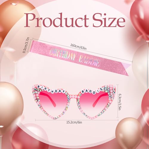 KICOSY Birthday Baddie Sash & Sunglasses Party Outfit