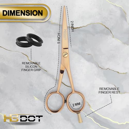 5" Professional Mustache & Beard Scissors, German Stainless Steel Mustache Scissors, Durable Mustache Scissors for Men with Carrying Pouch, 1 Beard Comb and 1 Mustache Comb (Jet Black)