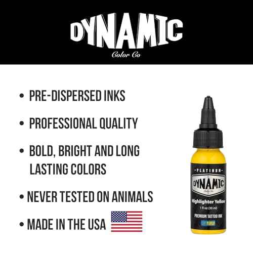 Dynamic Color Co - Platinum Collection Highlighter Yellow Tattoo Ink, Reach Compliant Premium Tattoo Ink, Safe for European Regulations, Made in Spain, (1 oz Bottle)