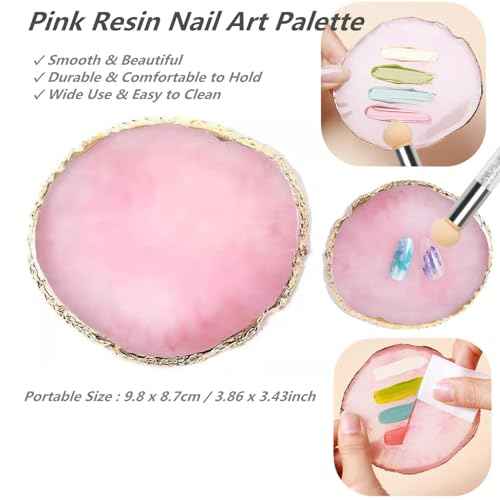 Resin Nail Art Palette with UV Gel Gradient Sponges Pens (White Handle, 4 Pcs Replacement Head), Nail Sponges for Ombre Double Head Brush for Nail Art Manicure DIY Tools