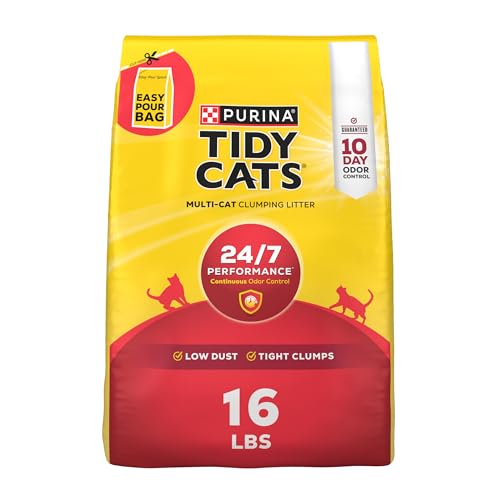 Purina Tidy Cats Clumping Cat Litter Odor Control, 24/7 Performance Multi Cat Litter - 16 lb. Bag