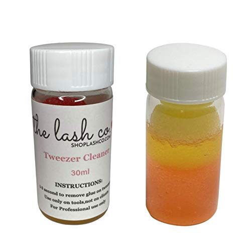 The Lash Co. Tweezer Cleaning Tool Solution/Liquid Adhesive Remover & 2 Spongeballs (1 bottle 30 ml)