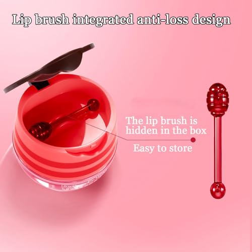 Honey Lip Balm Pot, 4 PCS Honey & Strawberry Lip Sleeping Mask Hydrating Propolis Lip Balm with Stick, Prevention Dry and Cracked Lip Scrubs Reduces Lip Wrink (2 Honey+2 Strawberry)