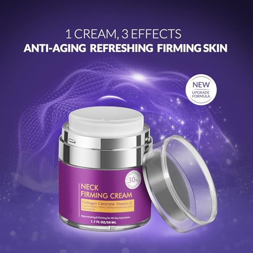 Neck Cream for Tightening and Firming, Wrinkle Cream for Women, Skin Tightening Cream for Face and Body, Hydrating Face Moisturizer for Aging Skin, Facial Skin Care Products 1.7 Fl Oz