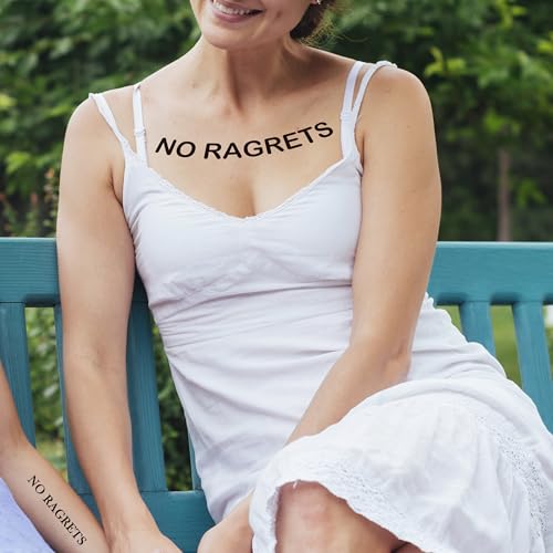 No Ragrets Temporary Tattoos - 6 Sheets Funny Fake Tattoos