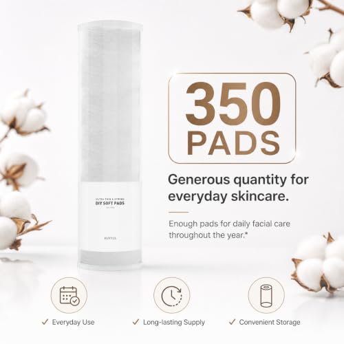 EUNYUL Soft Cotton Pads 350 Sheets - Lint-Free Facial Cleansing Pads