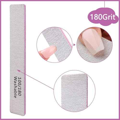 3PCS Professional Reusable Double-Sided 100/180 Grit Washable Nail File