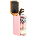 Pink Hair Accessories Organizer with Brush Holder - 180° Rotating Storage