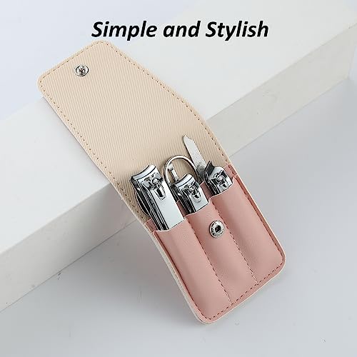 AtiMier Pink Nail Clipper Set for Women & Men with Travel Case