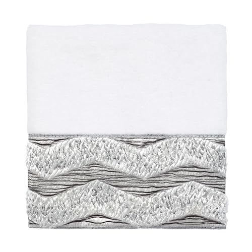 Avanti Linens - Washcloth, Soft & Absorbent Cotton Towel (Chevron Galaxy Collection, White)