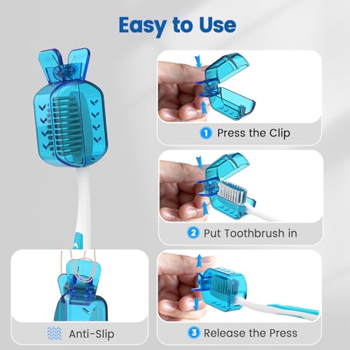 Frekare Transparent Clip-On Toothbrush Covers for Travel & Household