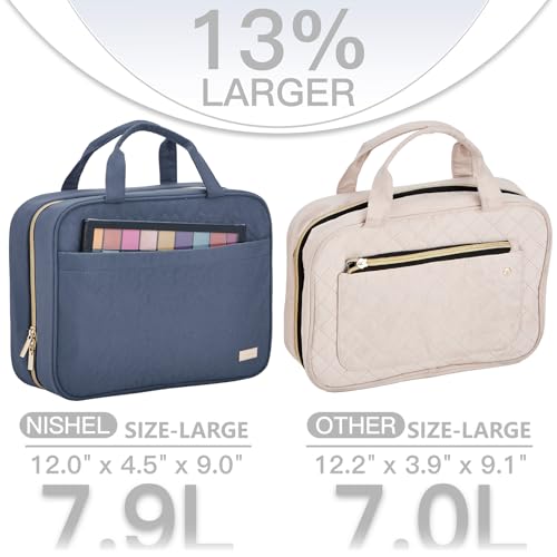 NISHEL Hanging Toiletry Bag for Women, Organizer for Full-Size Toiletries