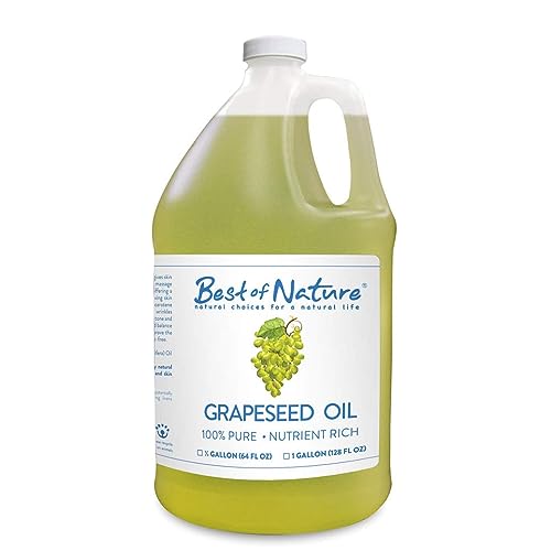 Best of Nature 100% Pure Grapeseed Oil - Unscented, Lightweight, Non-Greasy Moisturizer for Hair, Skin, Face & Aromatherapy, Carrier Oil for Essential Oils, Gallon (128 fl oz)
