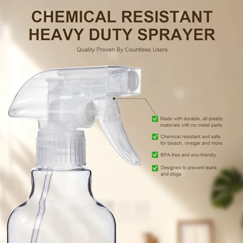 Plastic Spray Bottles 2-Pack 16.9oz Mist & Stream Heavy Duty