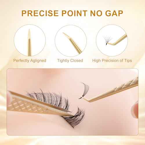 NAGARAKU 1 Pair Precision Fiber Tip Tweezer for Eyelash Extensions Professional Eyelash Tweezers Antistatic Straight & Curved Tip Tweezers with Box(Isolation & Volume Lash Tweezers AG-03 & AG-07)