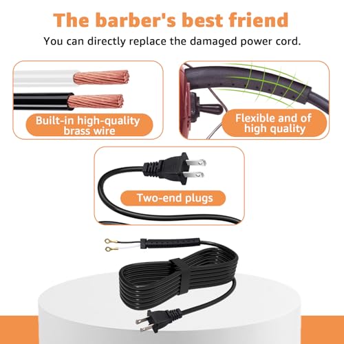 Replacement Power Cord for Oster Classic 76 Clippers - Exact Fit, Durable & Easy to Install - Compatible with Oster 76 Hair Clippers