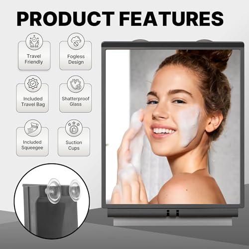 Fogless Shower Mirror with Squeegee by ToiletTree Products
