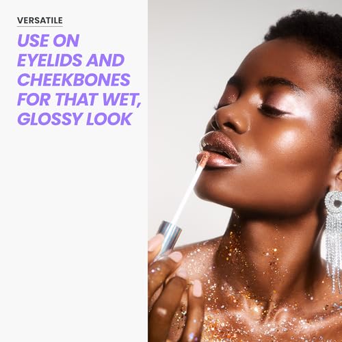 Wonderskin Gold Glitter Lip Gloss - Long Lasting, High Shine, Non-Sticky