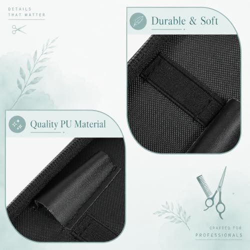 Professional Hair Shears Organizer Bag for Stylists - Black PU Leather
