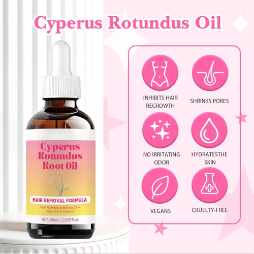 Cyperus Rotundus Root 0il | Cyperus Rotundus Oil for Hair Removal | Hair Reduction | Moisturizes & Soothes The Skin | Suitable for All Skin Types,60ml (2)