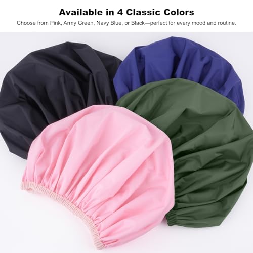Reusable Waterproof Shower Caps for Women, 2-Pack with Elastic Band