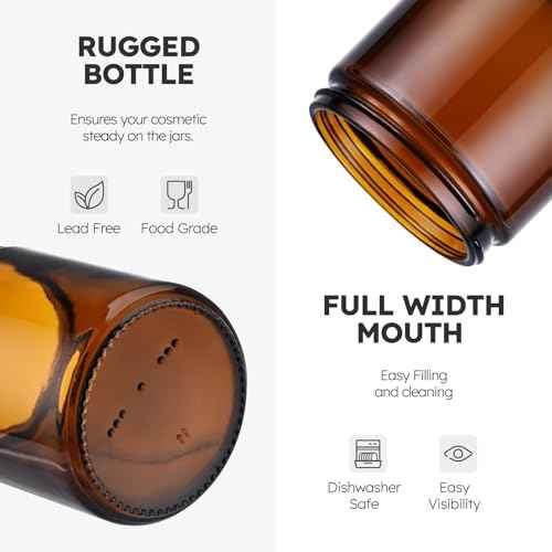 Tecohouse 8oz Amber Glass Jars with Lids, 3 Pack Candle Jars with Blank Labels, 250g Wide Mouth | Lotion Container for Sample, Cream, Lotion, Honey, Powder, Jelly | Home & Beauty