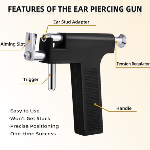Self Ear Piercing Gun Kit with 12 CZ Ear Studs for Home Use