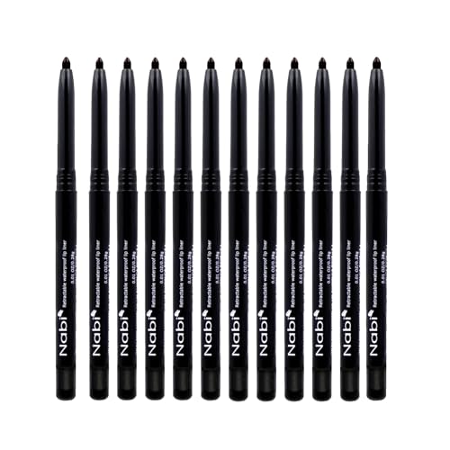Nabi Retractable Waterproof Eyeliner Pencil ? 12?Pack Smudge?Proof, Long?Lasting & Hypoallergenic Professional Makeup Eyeliner for Sensitive Eyes