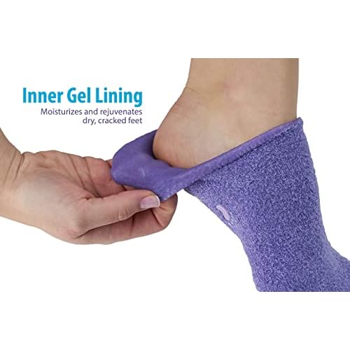 NatraCure Moisturizing Gel Gloves and Socks Gift Set (Color: Lavender) with NatraCure Foot Cream and Lotion Bundle