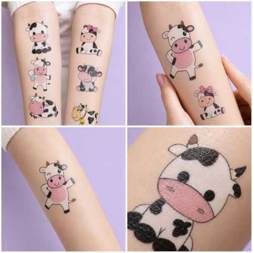96 PCS Highland Cow Temporary Tattoos for Kids