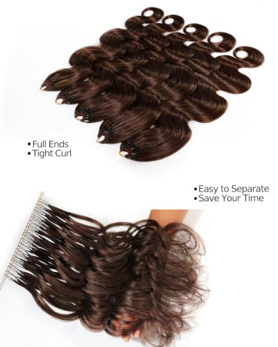 BEEOS Body Wave Remy Human Crochet Hair #4 Brown 22 Inch