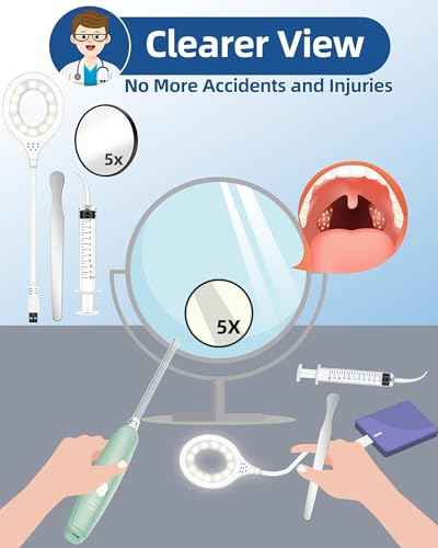 Tonsil Stone Remover, High-Precision & Painless Comfortable Cleaning, 12 in 1 Tonsil Stone Removal Kit, 150 Degree Rotate Electronic Tonsil Stone Vacuum, Best Tonsil Stone Removal Tool (Green)