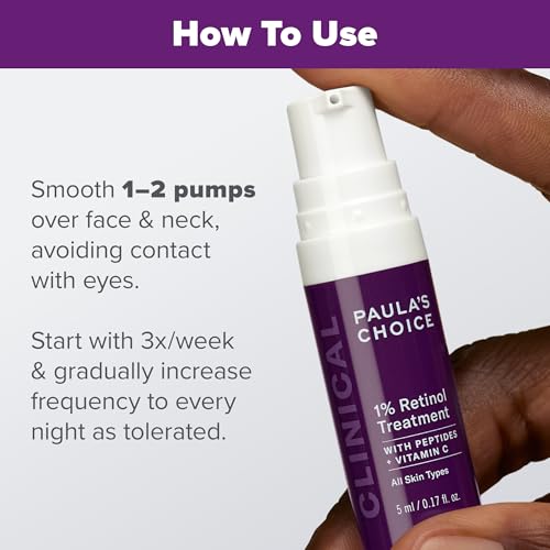 Paula's Choice SKIN PERFECTING 2% BHA Liquid Exfoliant, Salicylic Acid Facial Exfoliator for Enlarged Pores, Travel Size 1oz & CLINICAL 1% Retinol Treatment Cream for Anti-Aging & Wrinkles, 0.17oz