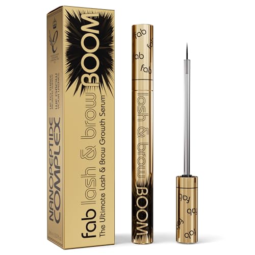 Fab Lash and Brow Boom - The Ultimate Lash and Brow Growth Serum - Lash Serum for Thicker, Longer & Fuller Lashes and Brows - Infused with Castor Oil, Biotin & Eyelash Primer for Healthy Hair Growth