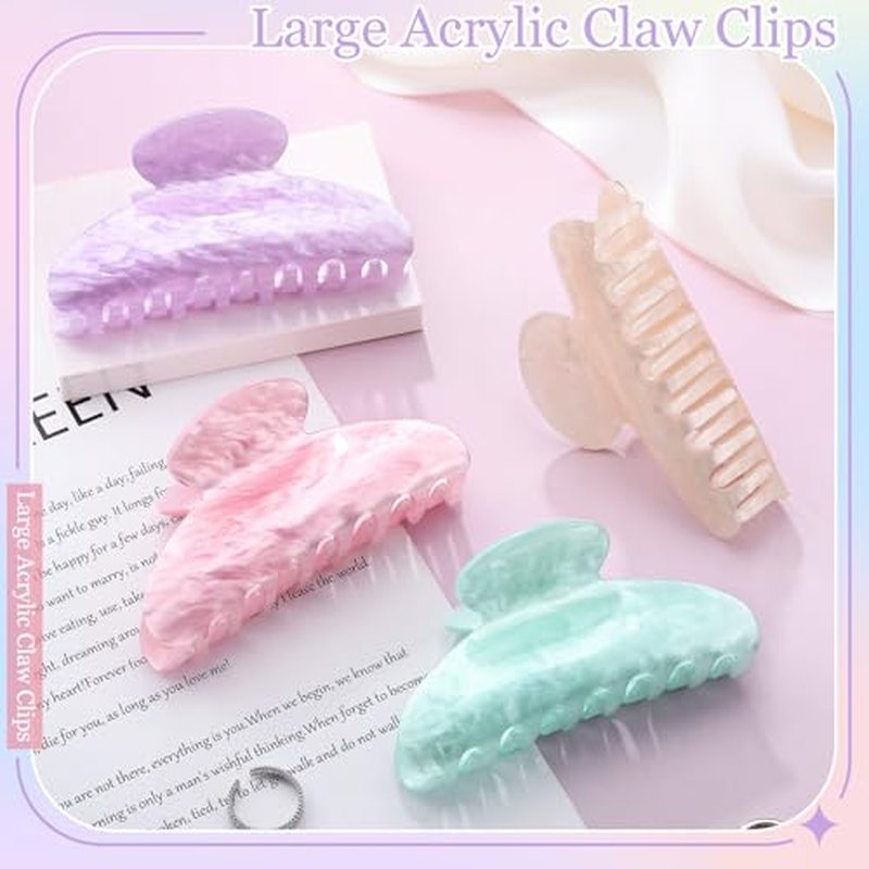 4.2 Inch Acrylic Claw Clips, 4 Pack Hair Clips for Women