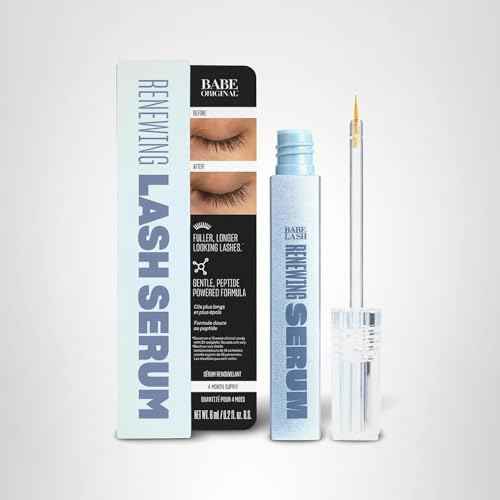 BABE ORIGINAL Renewing Lash Serum – Peptide-Infused Eyelash Serum for Fuller, Longer-Looking Natural Lashes, Lash Enhancing Treatment with Nourishing Botanicals, Cruelty-Free & Gentle, 6mL