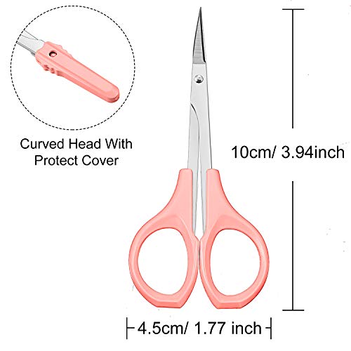 Mudder 2 Pack 4 Inch Curved Eyebrow Scissors Pink