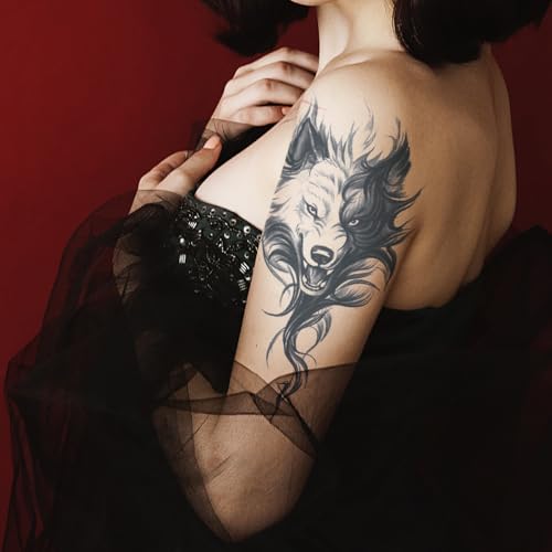 Fox Wolf Temporary Tattoo Stickers - 2 Sheets, Waterproof, 5-7 Days