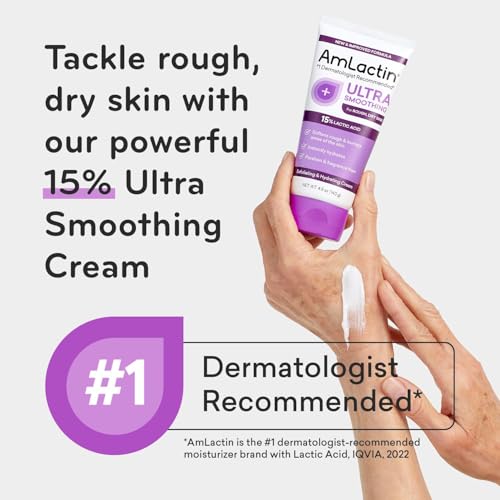 AmLactin Ultra Smoothing - Therapeutic Hand Cream for Dry Cracked Hands - No-Scrub Exfoliator and Moisturizer with 15% Lactic Acid AHA, 4.9 oz (Packaging May Vary)?