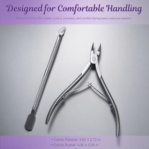 2 Pack Stainless Steel Cuticle Nipper & Pusher Set - Manicure Pedicure Tools