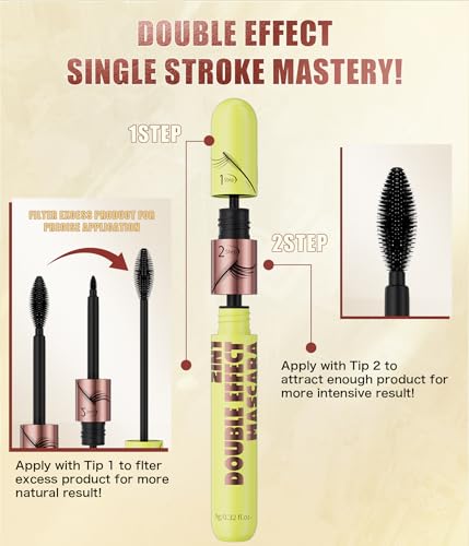 Dual-Effect 2-in-1 Mascara - Waterproof Volumizing & Lengthening