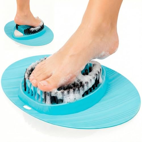 Shower Foot Scrubber with Pumice Stone - Exfoliating Foot Cleaner