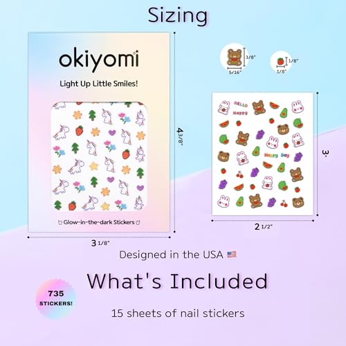 15 Sheets of Nail Stickers for Kids - 700 Cute Designs - Nail Decorations for Nail Art - Nail Art Decals - Toddler Nail Stickers - Bunny Nail Stickers - Nail Sticker Kids - Glow in The Dark