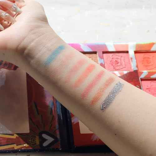 Descendants: The Rise of Red - 8 Well Eyeshadow Shimmer Palette with Mirror and brush, Shimmery and Opaque Colors, Pigmented Blendable for Girls Ages 8+, Perfect for Birthday, Parties by Townley Girl