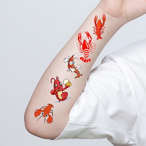 300 Lobster Theme Tattoos Temporary Stickers Suitable for Beach Luau Seaside Birthday Party Favors Supplies Decorations Goodie Bag Stuffers