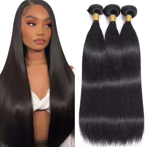 #1B Brazilian Straight Hair Bundles 22 24 26 Inch